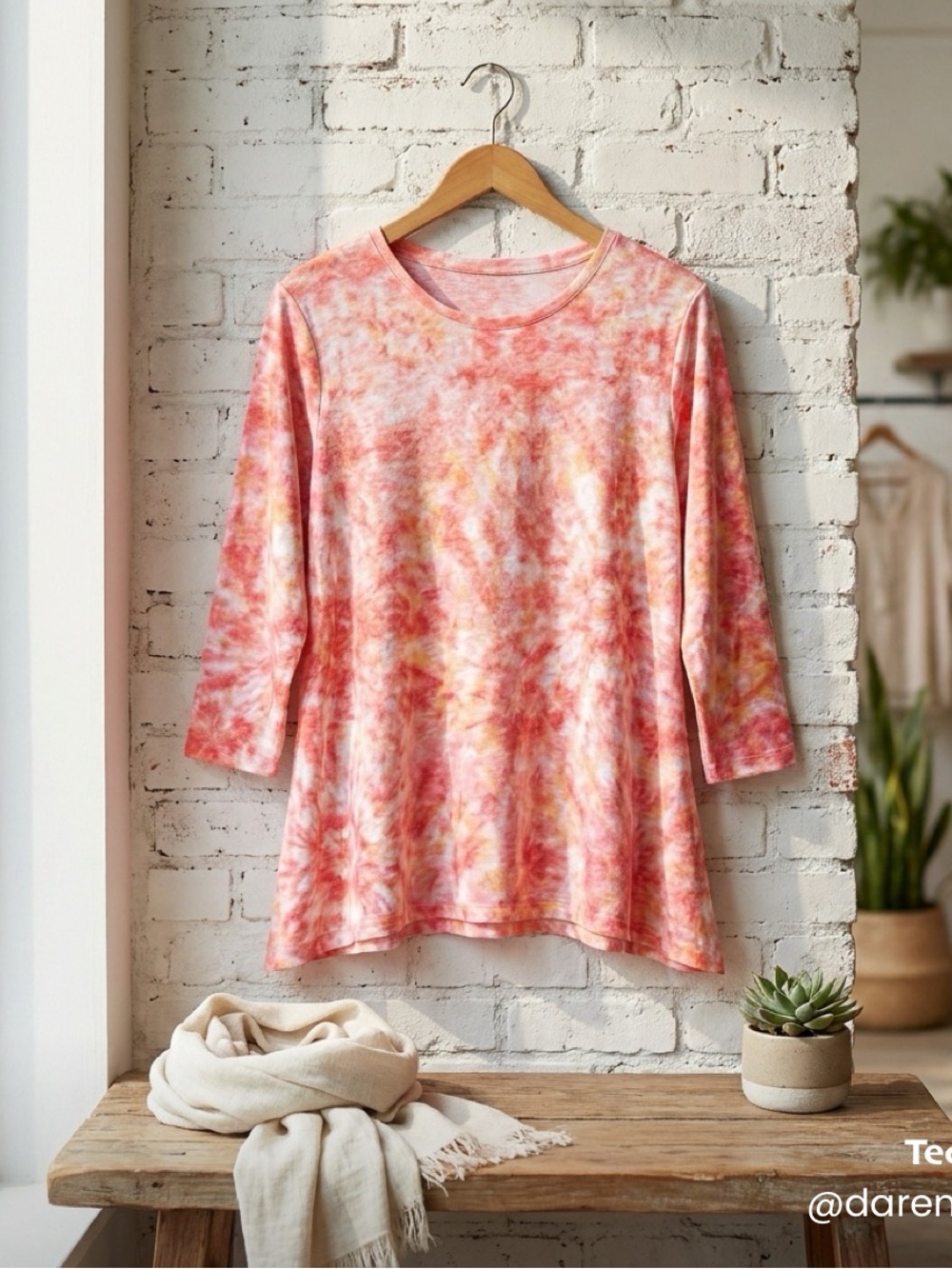 Ruby Rd. Pink & Orange Tie-Dye Long Sleeve Top